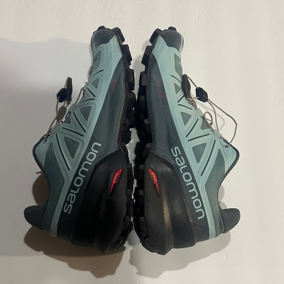 Salomon Speed Cross 5 hiking Shoes Green mint & Black bungee laces ortholite - Picture 3 of 8
